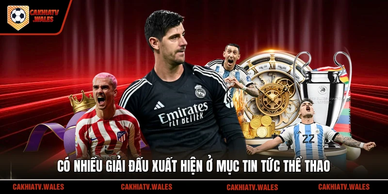 Có nhiều giải đấu xuất hiện ở mục tin tức thể thao